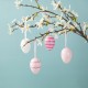 Glitzhome 24PK 2.25"H Blue and Pink Easter Plastic Eggs, 12 of Each in Gauze Bag