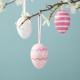 Glitzhome 24PK 2.25"H Blue and Pink Easter Plastic Eggs, 12 of Each in Gauze Bag