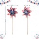 Glitzhome 24"H Set of 6 Plastic Stars&Stripes Patriotic Americana Windmills(KD)