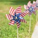 Glitzhome 24"H Set of 6 Plastic Stars&Stripes Patriotic Americana Windmills(KD)