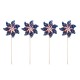 Glitzhome 43.25"H Set of 4 Patriotic/Americana Plastic Windmills(KD)