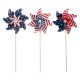 Glitzhome 32"H Set of 3 Plastic Stars&Stripes Patriotic Americana Windmills(KD)