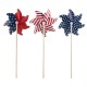 Glitzhome 32"H Set of 3 Plastic Stars&Stripes Patriotic Americana Windmills(KD)