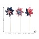 Glitzhome 32"H Set of 3 Plastic Stars&Stripes Patriotic Americana Windmills(KD)