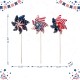 Glitzhome 32"H Set of 3 Plastic Stars&Stripes Patriotic Americana Windmills(KD)