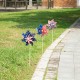 Glitzhome 32"H Set of 3 Plastic Stars&Stripes Patriotic Americana Windmills(KD)