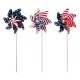 Glitzhome 32"H Set of 3 Plastic Stars&Stripes Patriotic Americana Windmills(KD)