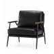 Glitzhome Mid-century Modern Black Leatherette Accent Armchair