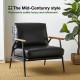 Glitzhome Mid-century Modern Black Leatherette Accent Armchair