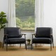 Glitzhome Set of 2 Mid-century Modern Black Leatherette Accent Armchair