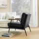 Glitzhome Set of 2 Mid-century Modern Black Leatherette Accent Armchair