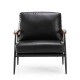 Glitzhome Set of 2 Mid-century Modern Black Leatherette Accent Armchair