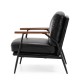 Glitzhome Set of 2 Mid-century Modern Black Leatherette Accent Armchair