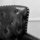 Glitzhome Set of 2 Modern Black Leatherette Button-tufted Accent Chair & Accent Stool