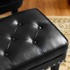 Glitzhome Set of 2 Modern Black Leatherette Button-tufted Accent Chair & Accent Stool