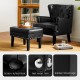 Glitzhome Set of 2 Modern Black Leatherette Button-tufted Accent Chair & Accent Stool