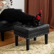 Glitzhome Set of 2 Modern Black Leatherette Button-tufted Accent Chair & Accent Stool