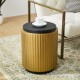 Glitzhome Modern Antique Gold MGO Fluted Side Table or Accent Stool