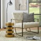 Glitzhome Modern Antique Gold MGO Floating Disks Side Table or Accent Stool