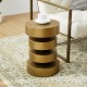 Glitzhome Modern Antique Gold MGO Floating Disks Side Table or Accent Stool