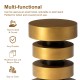 Glitzhome Modern Antique Gold MGO Floating Disks Side Table or Accent Stool