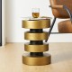 Glitzhome Modern Antique Gold MGO Floating Disks Side Table or Accent Stool