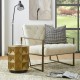 Glitzhome Modern Antique Gold MGO Geometric Side Table or Accent Stool