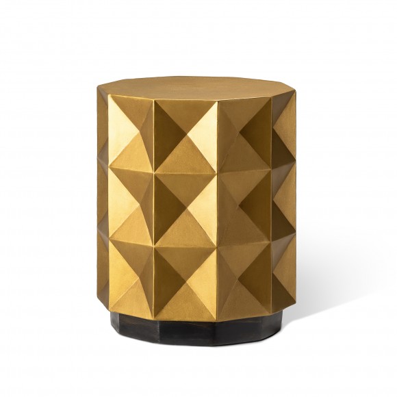 Glitzhome Modern Antique Gold MGO Geometric Side Table or Accent Stool