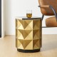 Glitzhome Modern Antique Gold MGO Geometric Side Table or Accent Stool