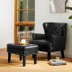 Glitzhome Mid-century Modern Black Leatherette Button-tufted Accent Stool