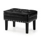 Glitzhome Mid-century Modern Black Leatherette Button-tufted Accent Stool