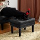 Glitzhome Mid-century Modern Black Leatherette Button-tufted Accent Stool