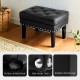 Glitzhome Mid-century Modern Black Leatherette Button-tufted Accent Stool