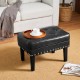 Glitzhome Mid-century Modern Black Leatherette Button-tufted Accent Stool