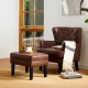 Glitzhome Mid-century Modern Coffee Leatherette Button-tufted Accent Stool