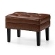 Glitzhome Mid-century Modern Coffee Leatherette Button-tufted Accent Stool