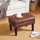 Glitzhome Mid-century Modern Coffee Leatherette Button-tufted Accent Stool