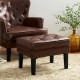 Glitzhome Mid-century Modern Coffee Leatherette Button-tufted Accent Stool