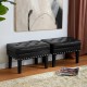 Glitzhome Set of 2 Mid-century Modern Black Leatherette Button-tufted Accent Stool