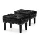 Glitzhome Set of 2 Mid-century Modern Black Leatherette Button-tufted Accent Stool