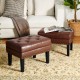 Glitzhome Set of 2 Mid-century Modern Coffee Leatherette Button-tufted Accent Stool