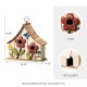 Glitzhome 10.5"H Washed White Distressed Solid Wood Two-Story Townhouse Garden Birdhouse with 3D Flowers