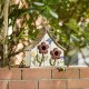 Glitzhome 10.5"H Washed White Distressed Solid Wood Two-Story Townhouse Garden Birdhouse with 3D Flowers