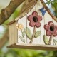 Glitzhome 10.5"H Washed White Distressed Solid Wood Two-Story Townhouse Garden Birdhouse with 3D Flowers