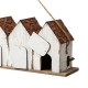 Glitzhome 17"L Washed White Distressed Solid Wood 4-Room Villa Garden Birdhouse with Perch (KD)