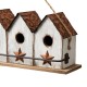 Glitzhome 17"L Washed White Distressed Solid Wood 4-Room Villa Garden Birdhouse with Perch (KD)