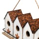 Glitzhome 17"L Washed White Distressed Solid Wood 4-Room Villa Garden Birdhouse with Perch (KD)