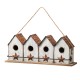 Glitzhome 17"L Washed White Distressed Solid Wood 4-Room Villa Garden Birdhouse with Perch (KD)