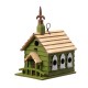 Glitzhome 11"H Oversized Washed Green Distressed Solid Wood Church Decorative Outdoor Garden Birdhouse(KD)