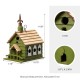 Glitzhome 11"H Oversized Washed Green Distressed Solid Wood Church Decorative Outdoor Garden Birdhouse(KD)